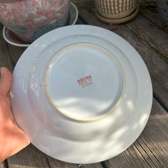 Vintage Chinese Jingdezhen Famille Rose Porcelain Turquoise Green Plate 14”x10" - Picture 3 of 16